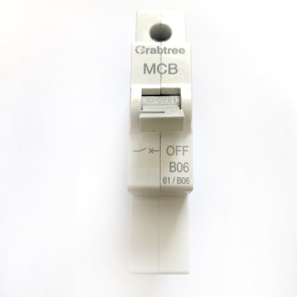 Crabtree 61/B06 B6 6A 6 Amp Grey Toggle MCB Circuit Breaker Type B